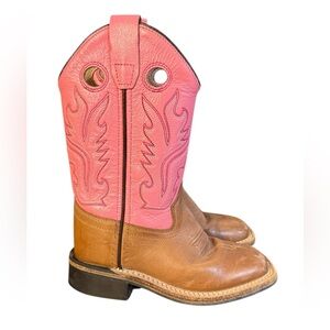 Old West Kids Boots - Pink and Brown Size 11 D